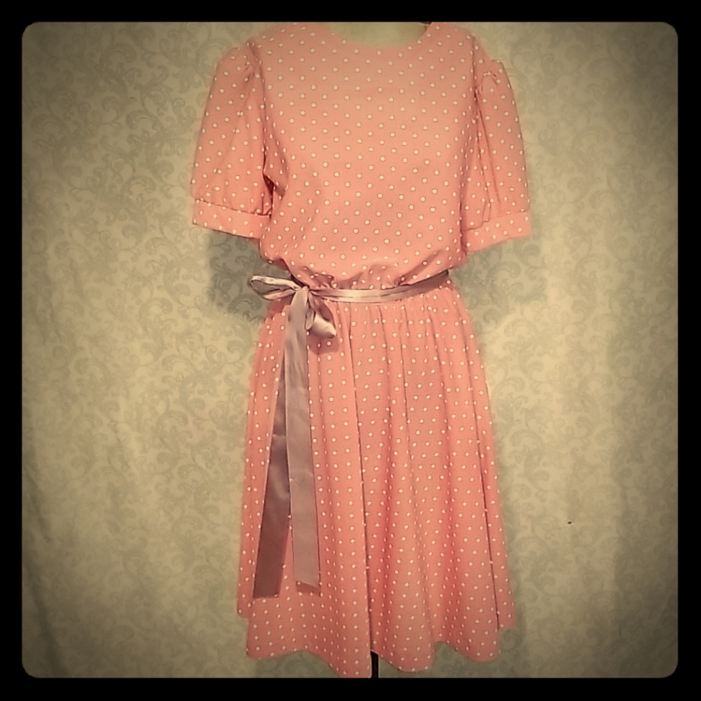 Vintage Pink w/ White Polka Dots Dress